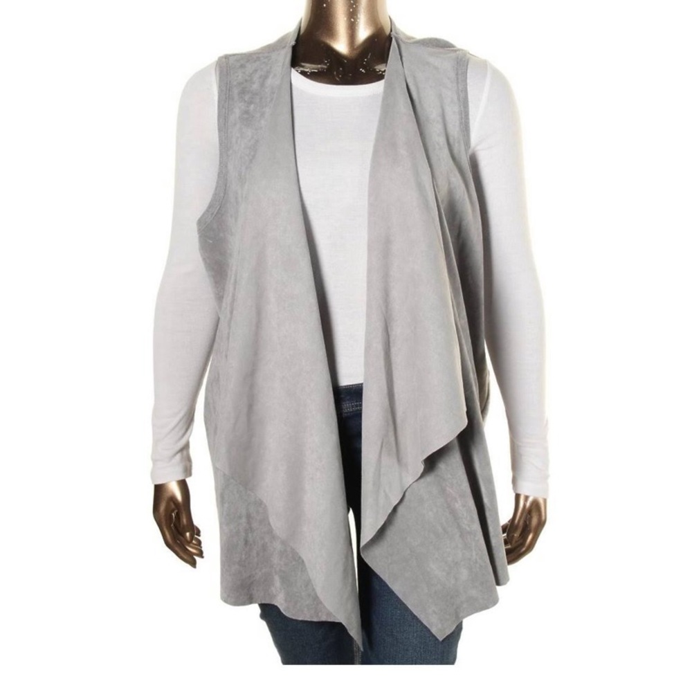 Grey Calvin Klein Faux Suede Drape Vest